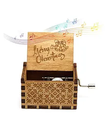 Eitheo Merry Christmas Theme Wooden Handcrafted Music Box - Brown
