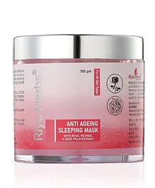 Riyo Herbs Anti Ageing Sleeping Mask Night Gel With Rose & Pine Bark Extracts for Radiant & Glowing Skin - 100 gm 