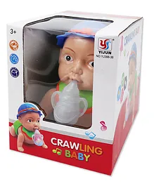SANJARY Cute Baby Crawling Doll With Flashing Lights And Sounds Multicolour (Colour May Vary) - Height 14 cm