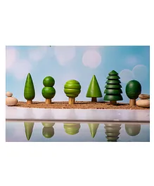 Taruh Kids Wooden Waldorf Trees Set of 6 - Green