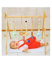 Taruh Kids Ocean Themed Wooden Play Gym With Crochet Rattles & Teethers - Multicolor