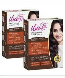 Iba Hair Color Henna Based Dark Brown Pack of 2 - 70 gm each