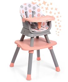 Bonfino Bliss 6-in-1 High Chair - Convertible Booster & Dining Chair, Study & Game Table with Removable Game Tray with Grooves - Pink| Anti-skid Legs| Removable Seat Cover| 5-point Safety Harness