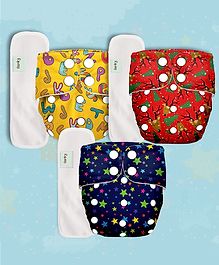 Deedry Cloth Diapers Reusable, Adjustable with Snap Buttons & comes with Insert - Pack of 3