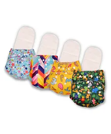 Deedry Cloth Diapers Reusable, Adjustable with Snap Buttons & comes with Insert - Pack of 4