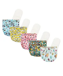 Deedry Cloth Diapers Reusable, Adjustable with Snap Buttons & comes with Insert - Pack of 5