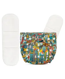 Deedry Cloth Diapers Reusable, Adjustable with Snap Buttons & comes with 2 Insert - Multi