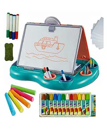 Wishkey Multipurpose Double Sided Drawing Board With Colorful Marker Pen Crayons Chalks - Multicolour