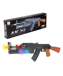 Wishkey AK74 Laser Action Riffle Toy Gun With Rotating Flash Light And Sound - Multicolour