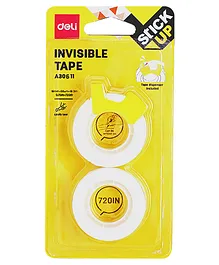 Deli Double Sided Invisible Tape Pack of 2 - Transparent