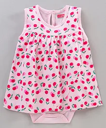 Babyhug 100% Cotton Sleeveless Onesie Cherry Print - Pink