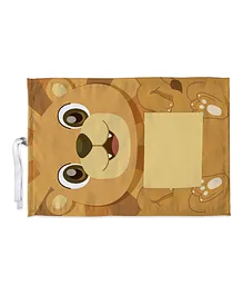 Right Gifting Digital Printed Satin Fabric Kids Meal Mat With Pocket For Cutleries - Brown