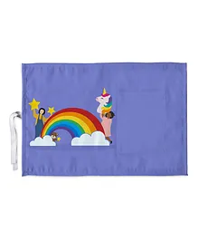 Right Gifting Digital Printed Satin Fabric Kids Meal Mat With Pocket For Cutleries - Blue