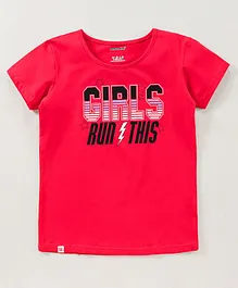 Sundae Kids Half Sleeves Top Text Print - Red