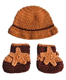 Momisy Cowboy Baby Photography Prop Hat And Shoes - Brown