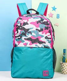 Excelites Camo Print School Bag Turquoise Pink - 18 Inches
