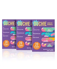 Ouchie Non-Toxic Printed Bandages Purple Triple Combo Pack of 3 - 20 Bandages Each