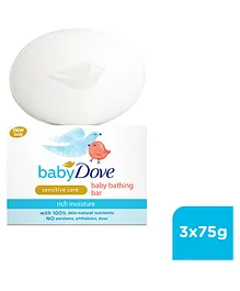 Baby Dove Rich Moisture Bathing Bar Pack of 3 - 75 gm Each