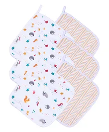 Nuluv Wash Clothes Squirrel Print Pack of 6 - Yellow & White
