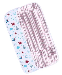 Nuluv Bamboo Cotton Burp Clothes Anchor Print Pack of 2 - Red & White