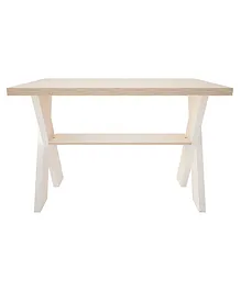 Lycka Cross Legged Activity Table White Finish With Natural Top - White