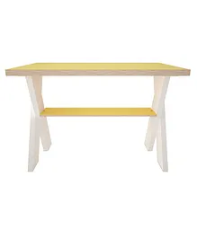 Lycka Cross Legged Activity Table White Finish With Natural Top - Yellow