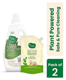 Mother Sparsh Baby Combo of Plant Powered Baby Liquid Detergent & Baby Liquid Cleanser Refill Pack - 1000 ml & 500 ml