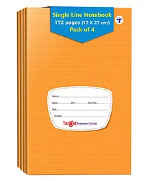 Target Publication Single Line Ruled Pages Notebooks Pack of 4 - 172 Pages Each