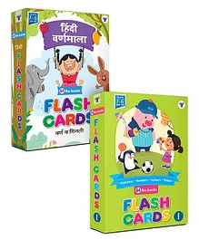 Target Publication Hindi & English Flash Cards with Pictures Multicolor Pack of 2 - 64 Pieces Each
