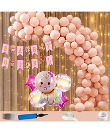 Shopperskart Baby Shower Party Decorations Combo Pink- Pack of 110