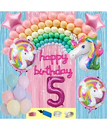 Shopperskart Unicorn Theme Fifth Birthday Balloons Decoration Combo Kit Multicolor Pack of 114 - Multicolour