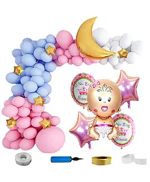 Shopperskart Welcome Baby Party Decoration Kit Blue Pink - Pack of 91