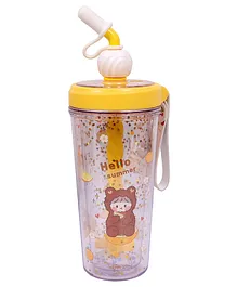 Toyshine Reusable Glitter Tumbler Sipper Cup With Lid and Straw Yellow - 400 ml