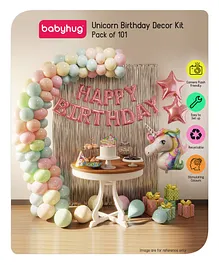 Babyhug Unicorn Theme Birthday Decor Kit Multicolor - Pack Of 101