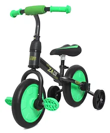 EHomeKart 4 in 1 Plug And Play Height Adjustable Bike With Training Wheels - Green