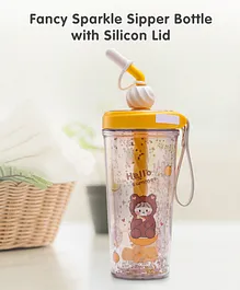 Fancy Sparkle Sipper Bottle With Silicon Lid Yellow - 400 ml