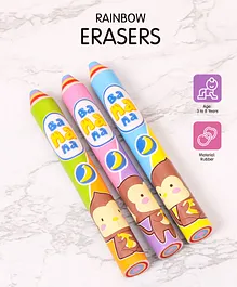 Rainbow Pencil Shaped Erasers Pack Of 3 - Multicolor