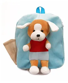 Babyjoys Soft Fabric Dress Dog School Bag Blue - 7.87 Inches
