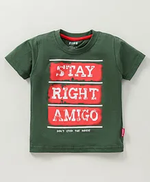 Fido Half Sleeves T-Shirt Text Print - Green