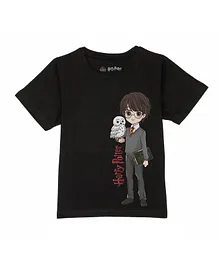 Harry Potter By Wear Your Mind Half Sleeves Character Print Tee - Black