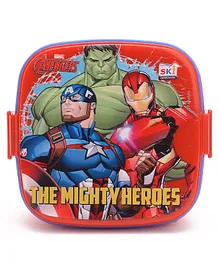Marvel Avengers Lunch Box With Fork Spoon - Blue & Red (Print May Vary)