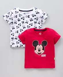 Bodycare Half Sleeves T-Shirts Mickey Mouse Print Pack of 2 - White Red