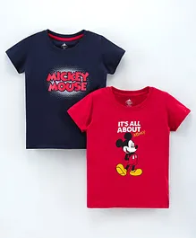 Bodycare Cotton Half Sleeves T-Shirt Mickey Mouse Print Pack Of 2 - Multicolor