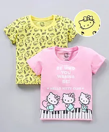 Bodycare Half Sleeves Tops Hello Kitty Print Pack of 2- Pink Yellow
