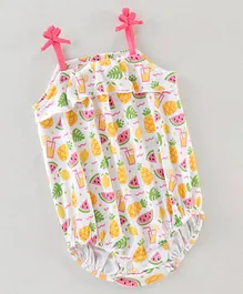 Babyhug 100% Cotton Sleeveless Onesies Fruit Print- Pink