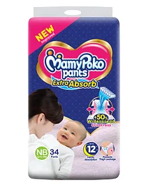 MamyPoko Pants Extra Absorb Diaper for Extra Absorption For New Born - Pack of 34