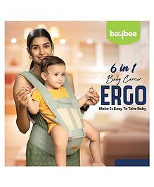 Baybee 6 in 1 Ergo Hip Seat Baby Carrier Bag with 6 Carry Positions, Kangaroo Carrier Bag for Baby | Baby Sling Front Back Carrier with Belt | Baby Newborn Carry Bags for 0 to 3 Year - Green