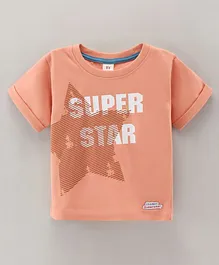 ToffyHouse Half Sleeves T-Shirt Text Print - Orange