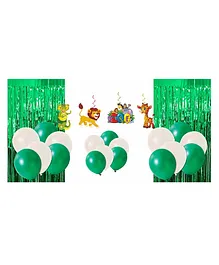 AmazingXperience Birthday Decoration Kit Jungle Theme Green And White - Pack of 26