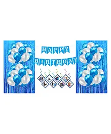Amazing Xperience Birthday Decoration Kit Frozen Theme Metallic Balloons Happy Birthday Banner Theme Based Dangler and Foil Fringe Curtain Party Decoration Kit Combo - Pack of 31 pcs